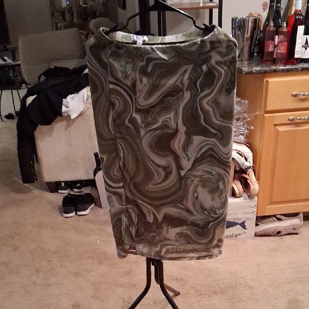 AFRM Marble Pattern Pencil Skirt in Olive and Cream